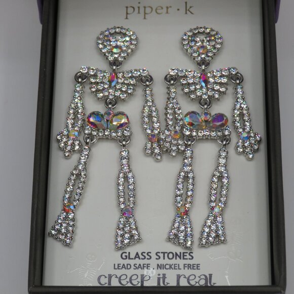 Piper K Jewelry - Piper K Skeleton Glass Stones Bling Earrings